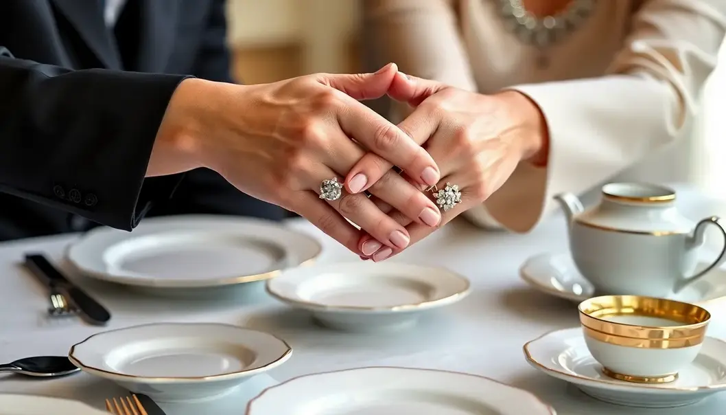 A thoughtful discussion in a luxurious setting.