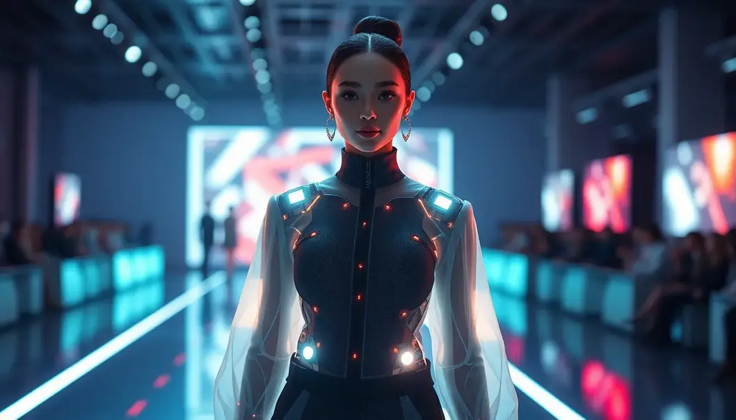 Smart textiles in a digital fashion show setting.