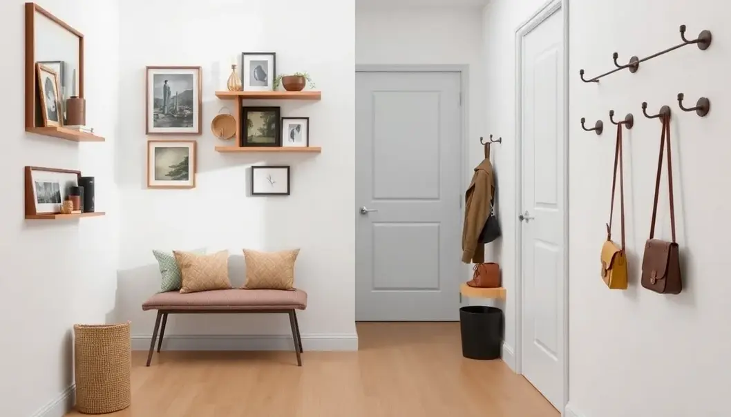 Incorporate vertical storage to maximize space and maintain style in your hallway.